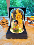 Princess Mulan Preserved Flower Dome With Yellow Roses And Same Day Delivery
