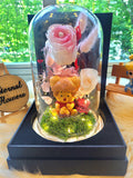 Winnie The Pooh Preserved Flower Dome With Pink Roses And Same Day Delivery