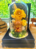 Winnie The Pooh Preserved Flower Dome With Yellow Roses And Same Day Delivery
