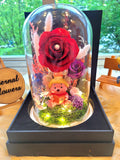 Winnie The Pooh Preserved Flower Dome With Red Roses And Same Day Delivery v2