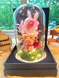 Winnie The Pooh Preserved Flower Dome With Pink Roses And Same Day Delivery v2