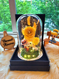 Snoopy Preserved Flower Dome With Yellow Roses And Same Day Delivery