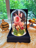 Snoopy Preserved Flower Dome With Pink Roses And Same Day Delivery