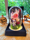 Kuromi Preserved Flower Dome With Pink Roses And Same Day Delivery