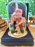 Eternal Couple V3 Preserved Flower Dome With Pink Roses And Same Day Delivery