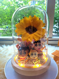 Premium Crayon Shin-Chan Preserved Sunflowers Dome (Same Day Delivery Available)