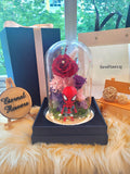 Spiderman Preserved Flower Dome With Red Roses And Same Day Delivery