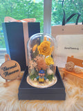 Super Mario Preserved Flower Dome With Yellow Roses And Same Day Delivery