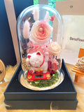 Lucky Cat Preserved Flower Dome With Pink Roses And Same Day Delivery