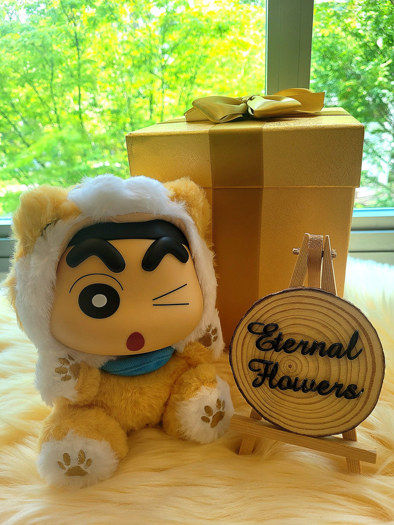 High Quality Yellow Series Crayon Shin-Chan Vinyl Plush Toy With Gold Box