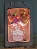 Valentine Special: Preserved Flowers Bouquet With Fairy Lights & I Love You LED Light