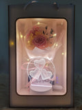 Valentine Special: Preserved Flowers Bouquet With Fairy Lights & I Love You LED Light