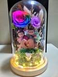 Eternal Couple V1 Preserved Flower Dome With Rainbow Roses And Same Day Delivery