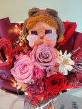 AUTHENTIC CRYBABY Plush with Eternal Elegance Red Preserved Flowers Bouquet