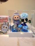 Premium Authentic Labubu Plush & Preserved Flowers In Acrylic Box.