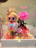 Premium Authentic Labubu Plush & Preserved Flowers In Acrylic Box.
