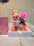 Premium Authentic Labubu Plush & Preserved Flowers In Acrylic Box.