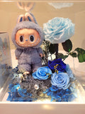 Premium Authentic Labubu Plush & Preserved Flowers In Acrylic Box.