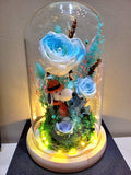 Snoopy Preserved Flower Dome With Multi-Blue Roses And Same Day Delivery