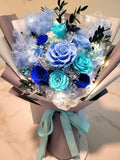 9 Stalks Eternal Elegance Blue Preserved Roses Bouquet
