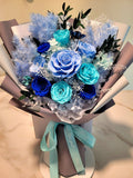 9 Stalks Eternal Elegance Blue Preserved Roses Bouquet