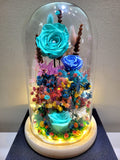 Preserved Flower Dome With Roses & Baby's Breath (7 Choices of Color Theme)