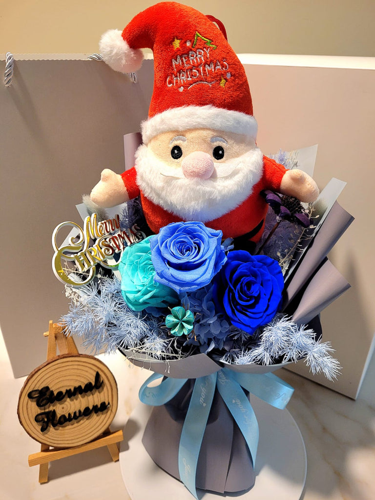 Special Edition Merry Christmas Eternal Elegance Blue Preserved Roses Bouquet