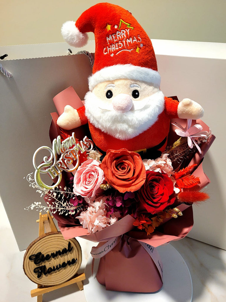 Special Edition Merry Christmas Eternal Elegance Red Pink Preserved Roses Bouquet