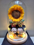 Eternal Couple Mickey & Minnie Mouse Preserved Sunflower Dome With Same Day Delivery