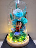 Crayon Shin-Chan Preserved Flower Dome With Multi-Blue Roses and Same Day Delivery
