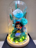 Princess Snow White Preserved Flower Dome With Multi-Blue Roses And Same Day Delivery