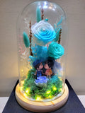 Eternal Couple V2 Preserved Flower Dome With Multi Blue Roses And Same Day Delivery