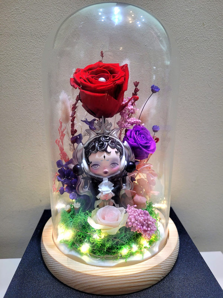 Premium Popmart Skullpanda Preserved Flower Dome With Red Roses And Same Day Delivery
