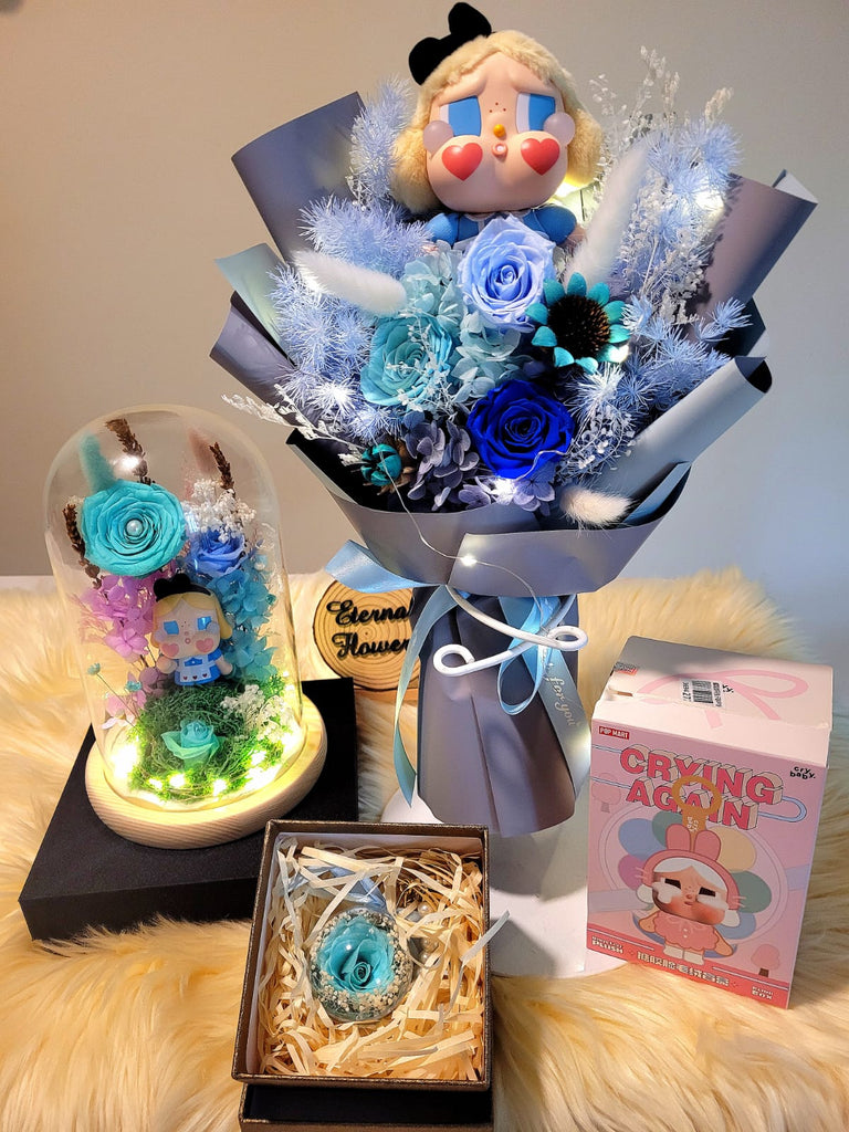 Authentic Crybaby Preserved Flowers Gifts Set And Same Day Delivery
