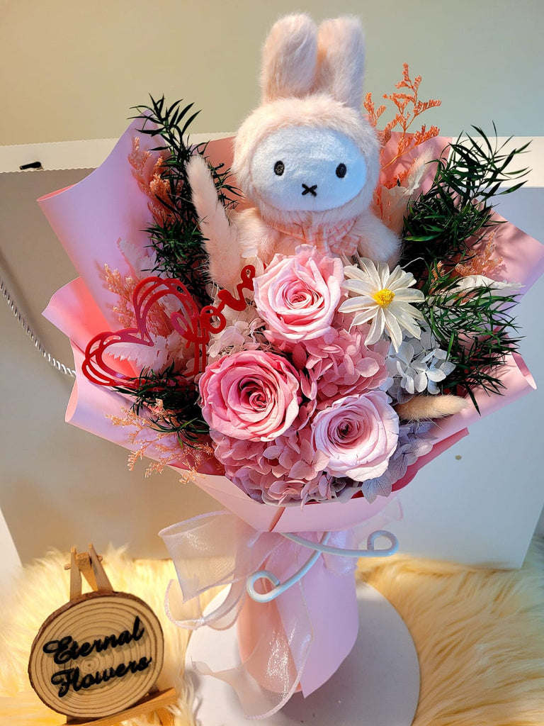 AUTHENTIC MIFFY Plush with Forever In Love Preserved Flowers Bouquet