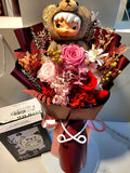AUTHENTIC HIRONO Plush with Eternal Elegance Red Preserved Flowers Bouquet
