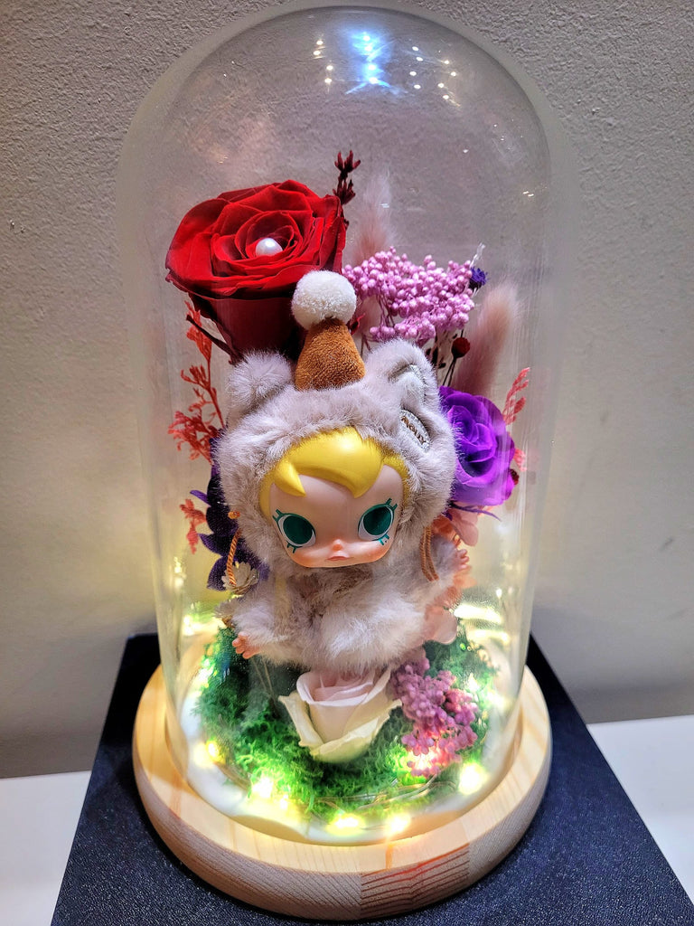 Premium Popmart Molly Preserved Flower Dome With Red Roses And Same Day Delivery