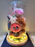 AUTHENTIC TWINKLE TWINKLE Plush in Preserved Flowers Dome (Pink Theme)