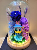 Donald Duck Preserved Flower Dome With Dark Blue Roses and Same Day Delivery