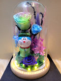 Doraemon Preserved Flower Dome With Pastel Rainbow Roses And Same Day Delivery