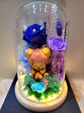Winnie The Pooh Preserved Flower Dome With Dark Blue Roses And Same Day Delivery