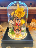 Premium Crayon Shin-Chan Preserved Flower Dome With Yellow Roses And Same Day Delivery