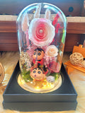 Premium Crayon Shin-Chan Preserved Flower Dome With Pink Roses And Same Day Delivery