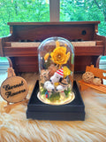 Premium Snoopy Preserved Flower Dome With Yellow Roses And Same Day Delivery