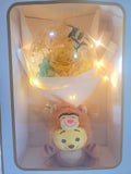 Premium Miniso Winnie The Pooh Plush Toy With Acrylic Ball Preserved Yellow Rose Flowers Bouquet