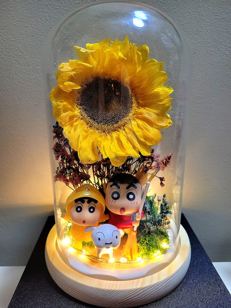 Premium Crayon Shin-Chan Preserved Sunflower Dome (Same Day Delivery Available)