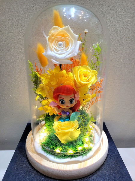 Princess Ariel Preserved Flower Dome With Yellow Roses