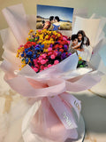 Photos With Preserved Flowers Bouquet. Same Day Delivery.