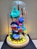 Premium Doraemon Preserved Flower Dome With Tiffany Roses And Same Day Delivery
