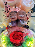Eternal Couple V4 Preserved Flower Dome With Pink Roses And Same Day Delivery